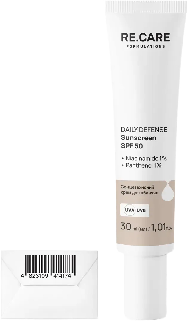 Сонцезахисний крем для обличчя Re.Care Daily Defense Sunscreen SPF50 30 млфото