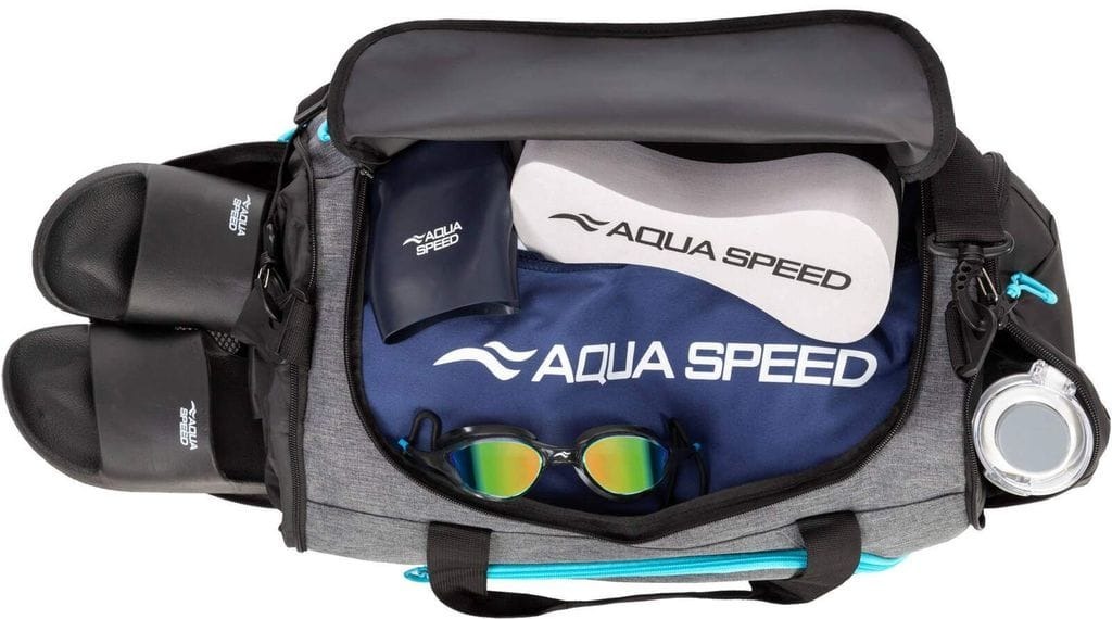 Сумка AQUA SPEED Duffel Bag 141-34 48x25x29см серая/голубая фото 4