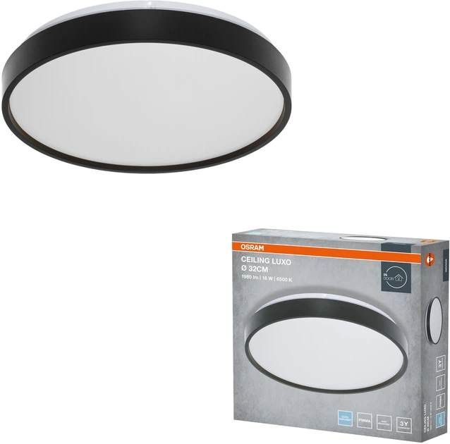 Светильник НСП OSRAM CEILING LUXO 18 Вт, 6500 К, чёрный фото 