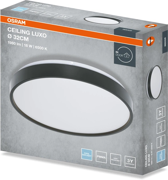 Светильник НСП OSRAM CEILING LUXO 18 Вт, 6500 К, чёрный фото 