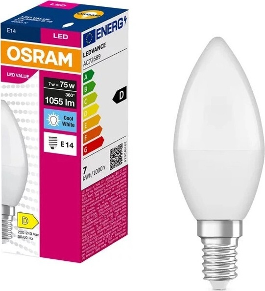 Лампа світлодіодна Osram Led Value B75 7W (1055Lm) 4000K E14 (4099854545580)фото
