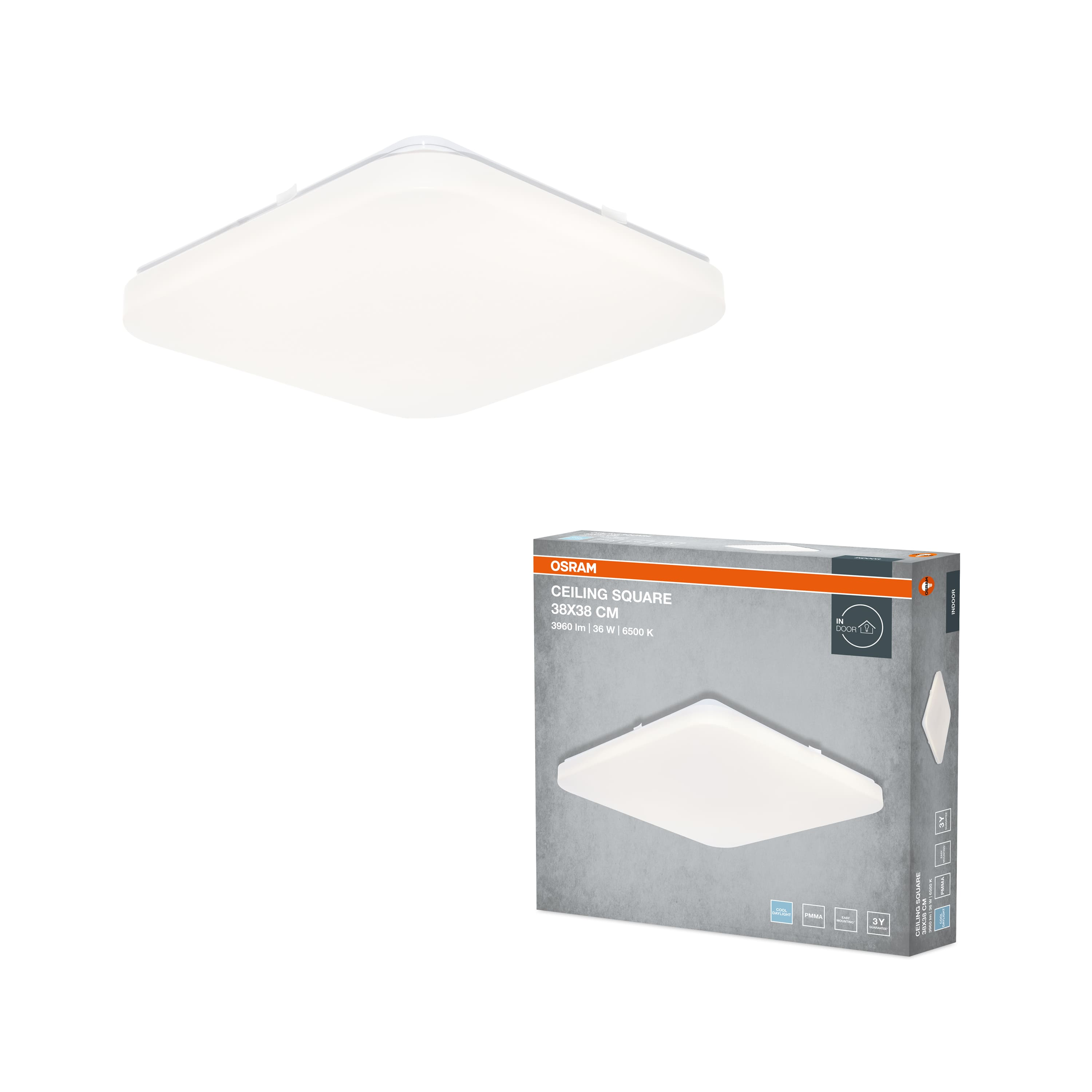 Светильник Osram Ceiling Square 24W, 6500К, 1920LM (4099854648762) фото 