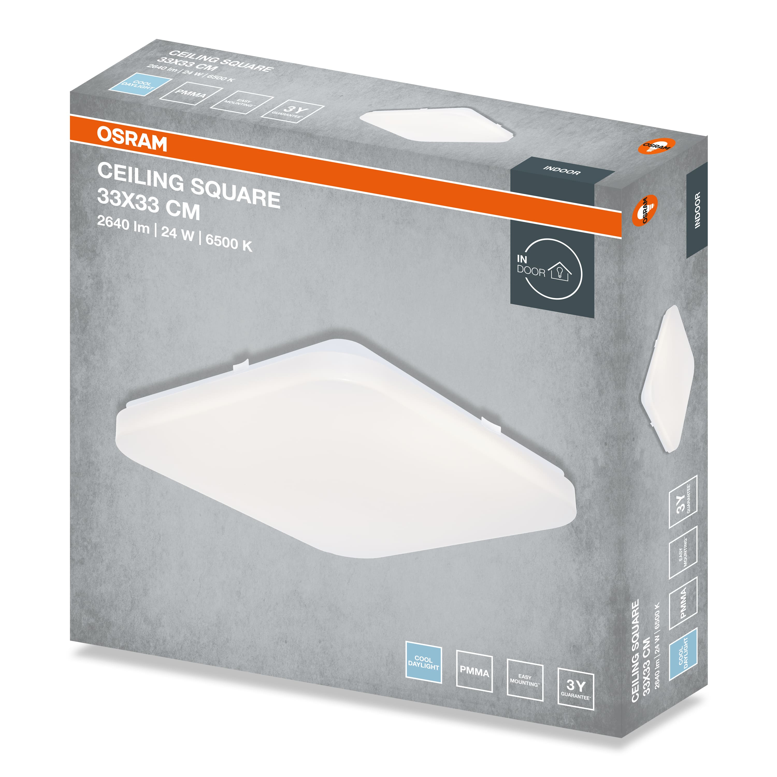 Светильник Osram Ceiling Square 24W, 6500К, 1920LM (4099854648762) фото 