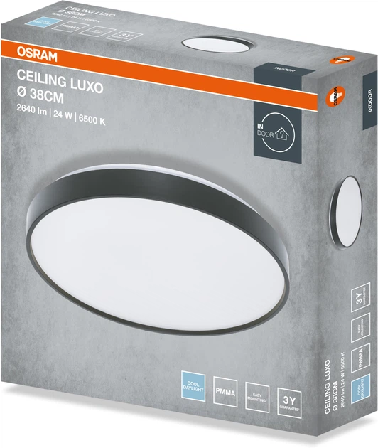 Светильник НСП OSRAM CEILING LUXO 24 Вт, 6500 К, чёрный фото 