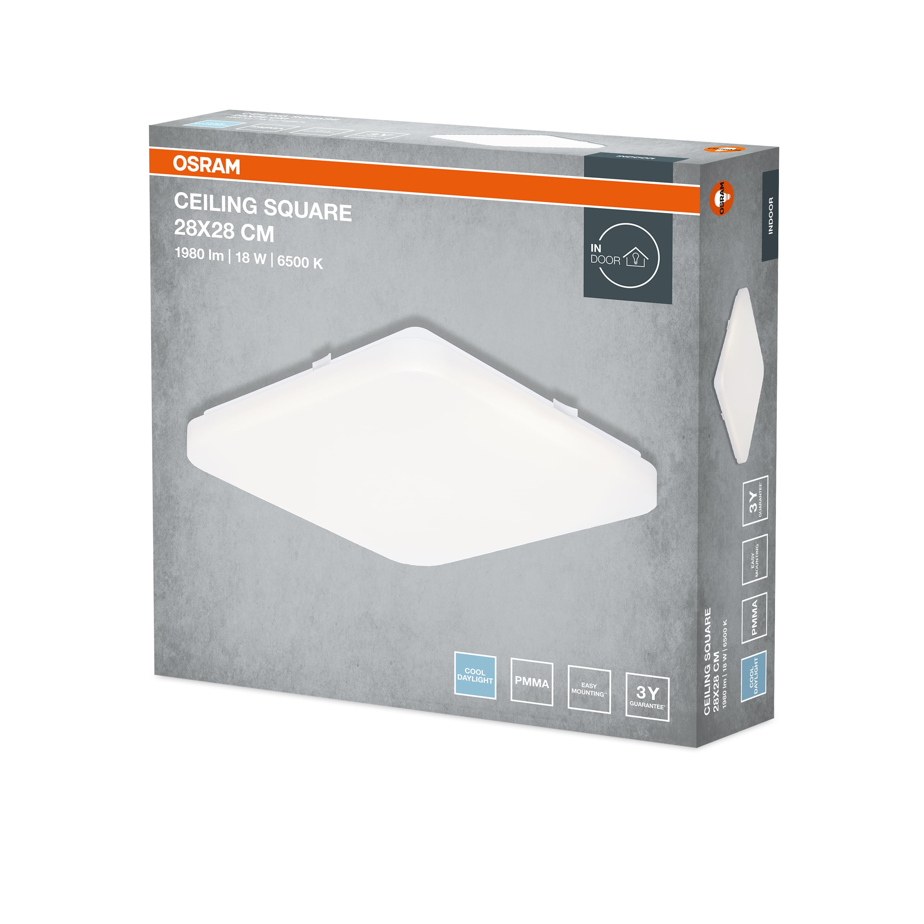 Светильник Osram Ceiling Square 18W, 6500К, 1140Lm (4099854648526) фото 