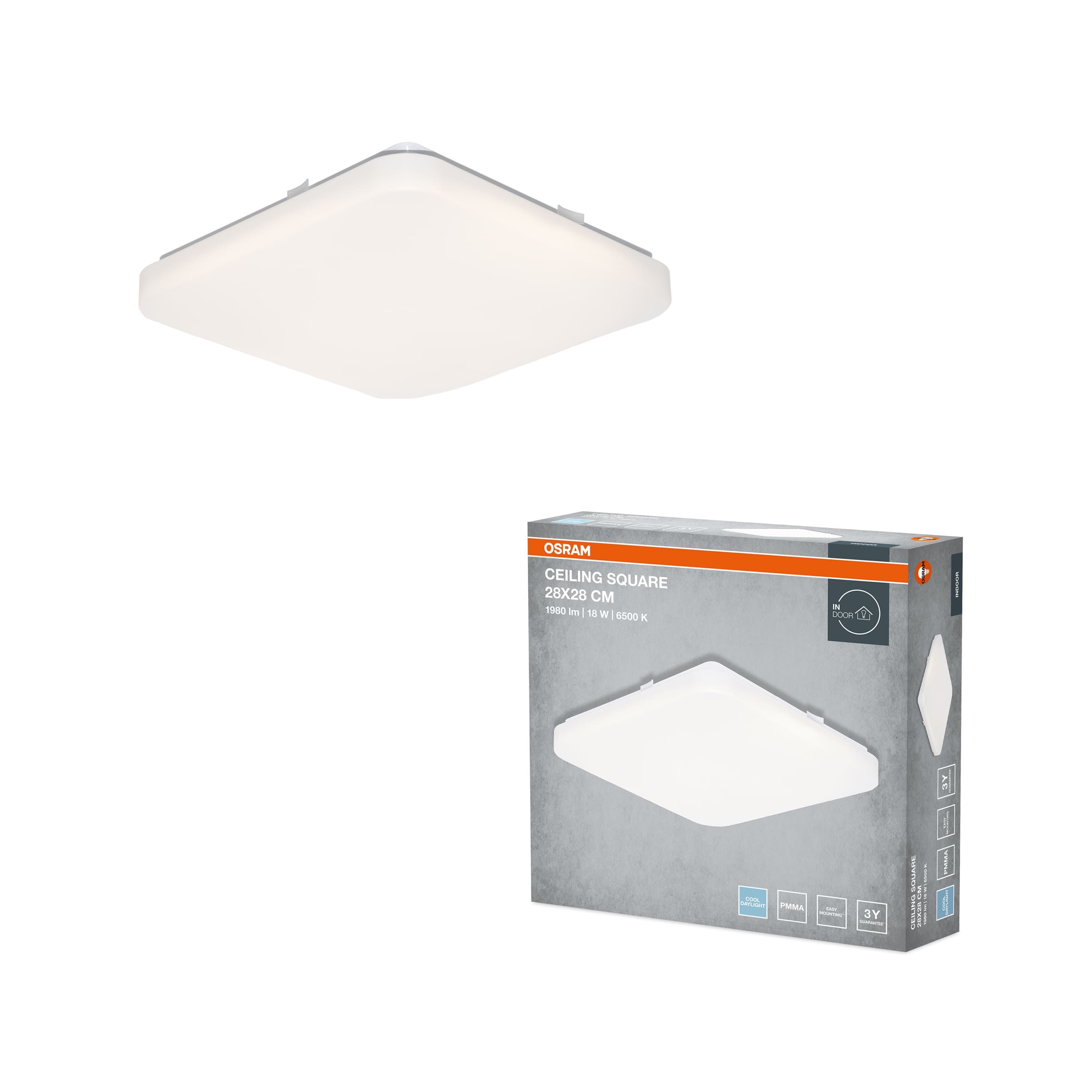 Светильник Osram Ceiling Square 18W, 6500К, 1140Lm (4099854648526) фото 