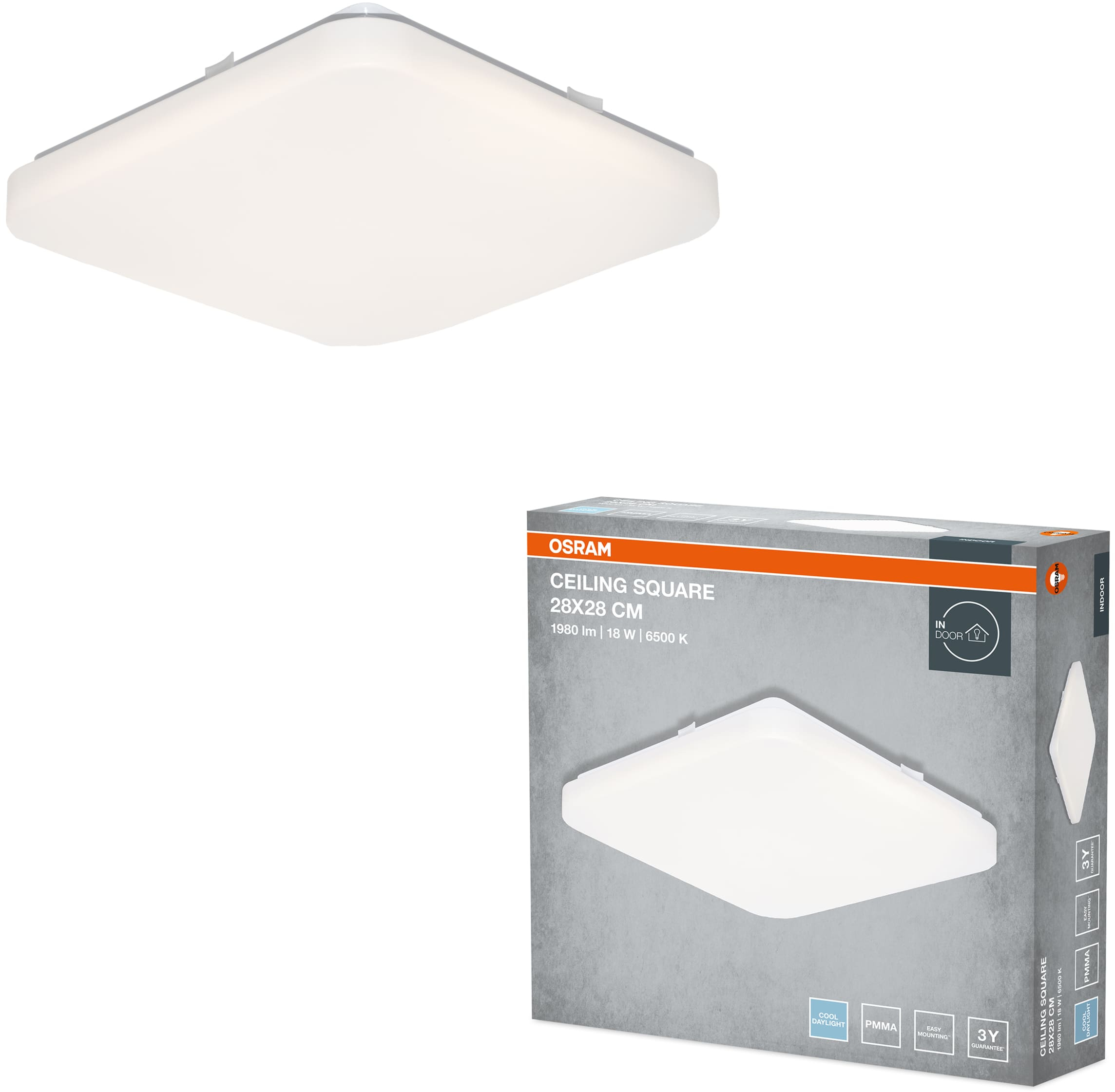 Светильник Osram Ceiling Square 18W, 6500К, 1140Lm (4099854648526) фото3