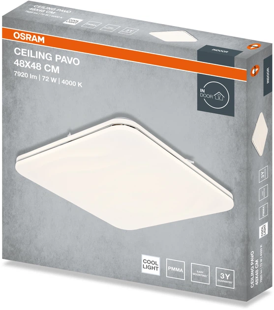 Светильник НСП OSRAM CEILING PAVO 48?48 см, квадратный, 72 Вт, 4000 К фото 