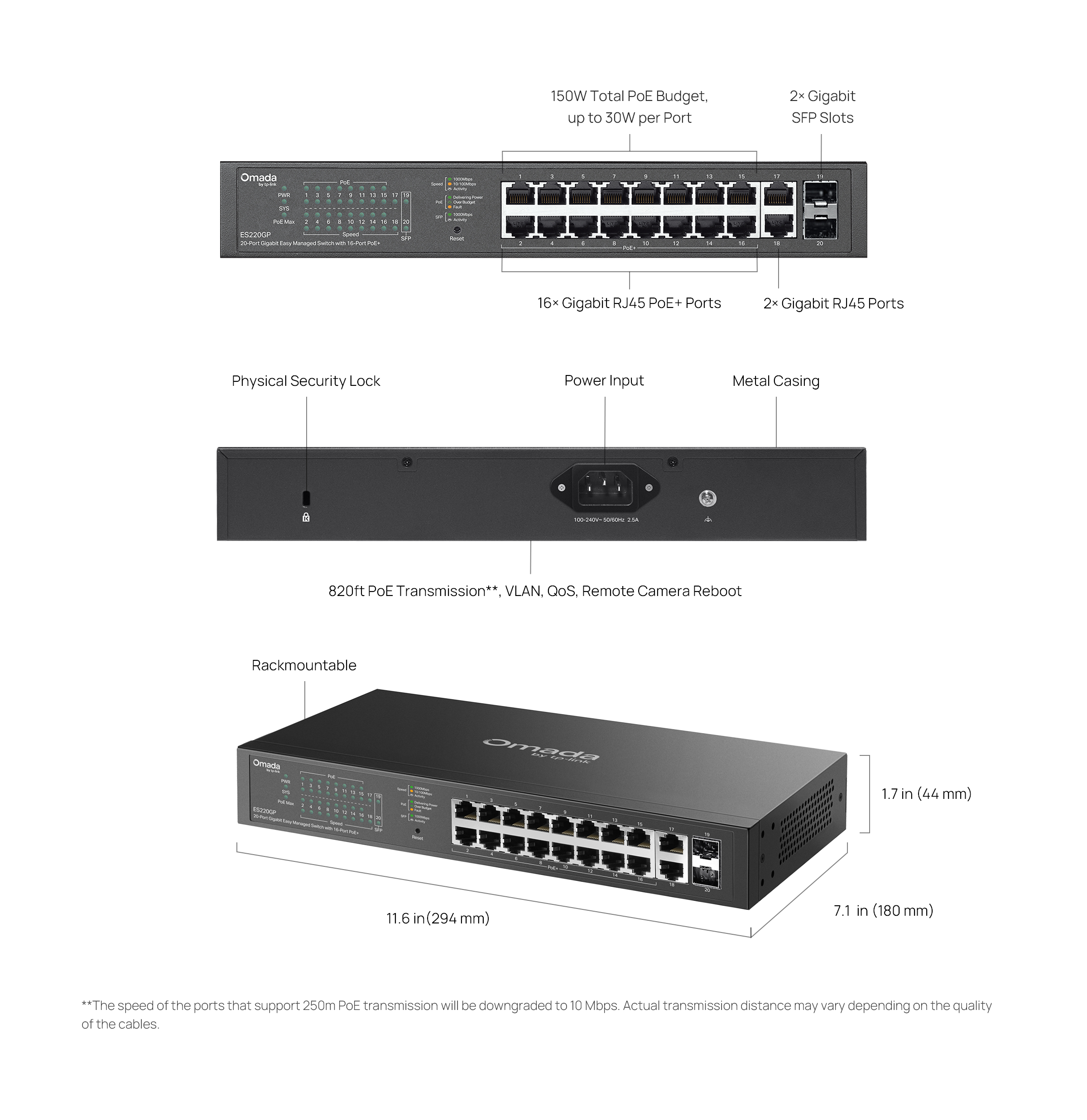 Комутатор TP-LINK ES220GP 18xGE (16xPoE) WebSmart (ES220GP)фото