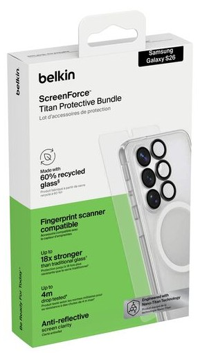 Набор защиты Belkin 3в1 для Samsung Galaxy S26 (стекло, чехол, защита камеры) (1 Pack) (BUA002HQ) фото 