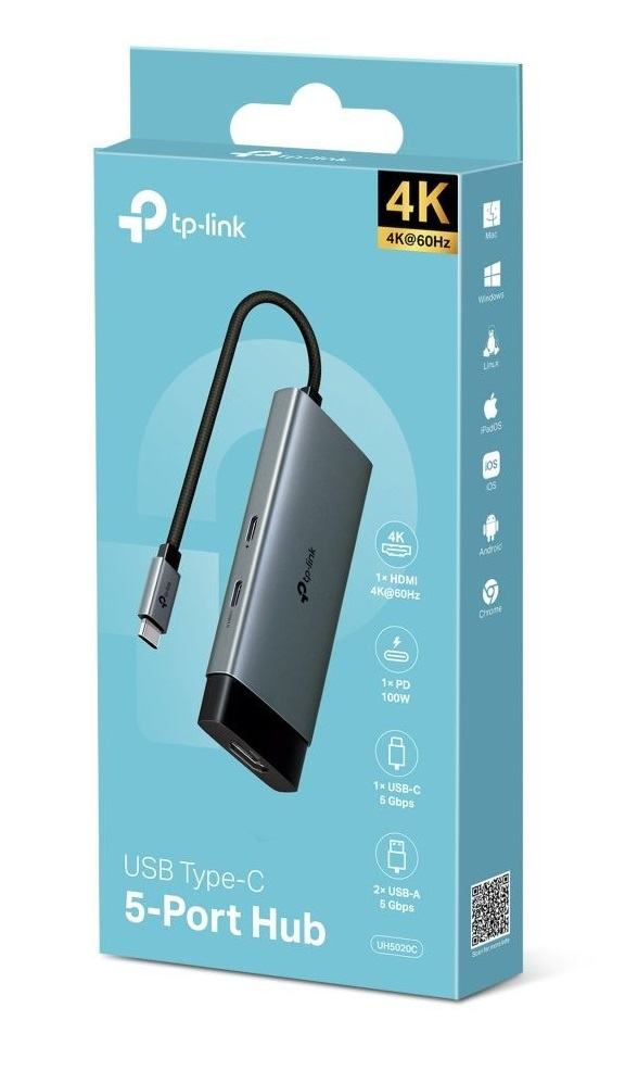 Хаб USB TP-LINK UH5020C USB-C > 2xUSB3.0/1xUSB-C/1xHDMI/1xPD 100Wh (UH5020C)фото