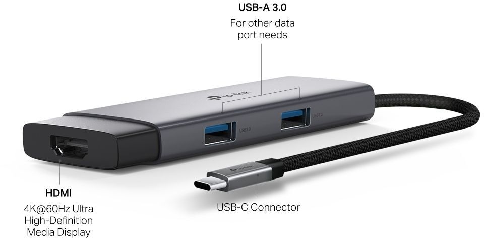 Хаб USB TP-LINK UH5020C USB-C > 2xUSB3.0/1xUSB-C/1xHDMI/1xPD 100Wh (UH5020C) фото 3