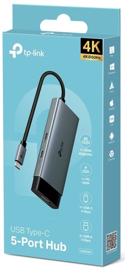 Хаб USB TP-LINK UH5020C USB-C > 2xUSB3.0/1xUSB-C/1xHDMI/1xPD 100Wh (UH5020C) фото 10