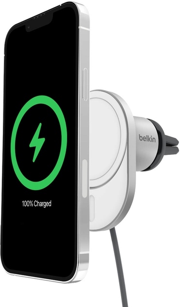 Автомобільний тримач смартфона Belkin Qi2 з бездротовою зарядкою (дефлектор) (WIC008BTGR-NCV2)фото