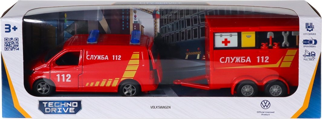 Ігровий набір TechnoDrive Volkswagen Служба 112 (з причіпом) (520322.270) фото
