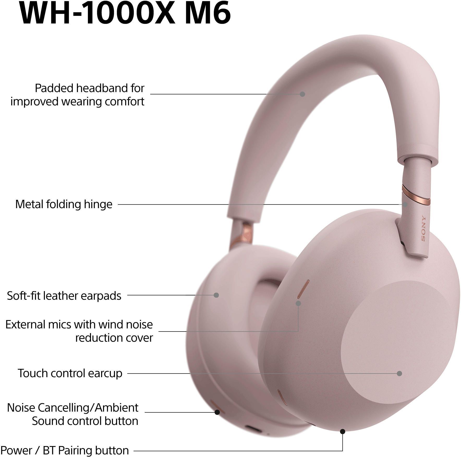 Навушники Sony WH-1000XM6 Sand Pink (WH1000XM6P.E)фото