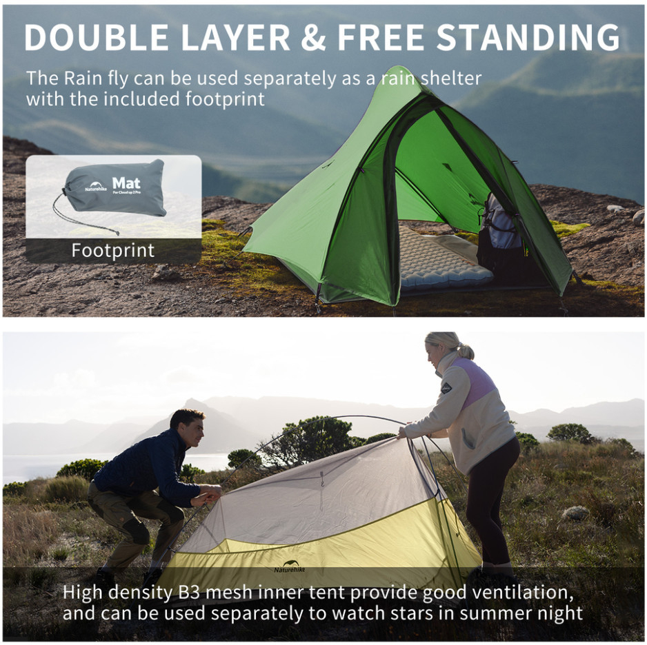 Намет надлегкий двомісний Naturehike Cloud Up Pro CNK2350WS020, темно-зелений фото
