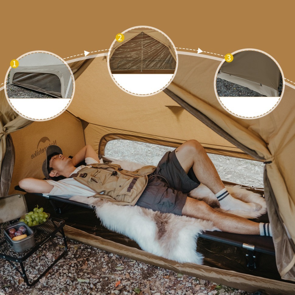 Намет одномісний із тентом Naturehike CNK2450WS026, коричневий (6927595713334) фото3