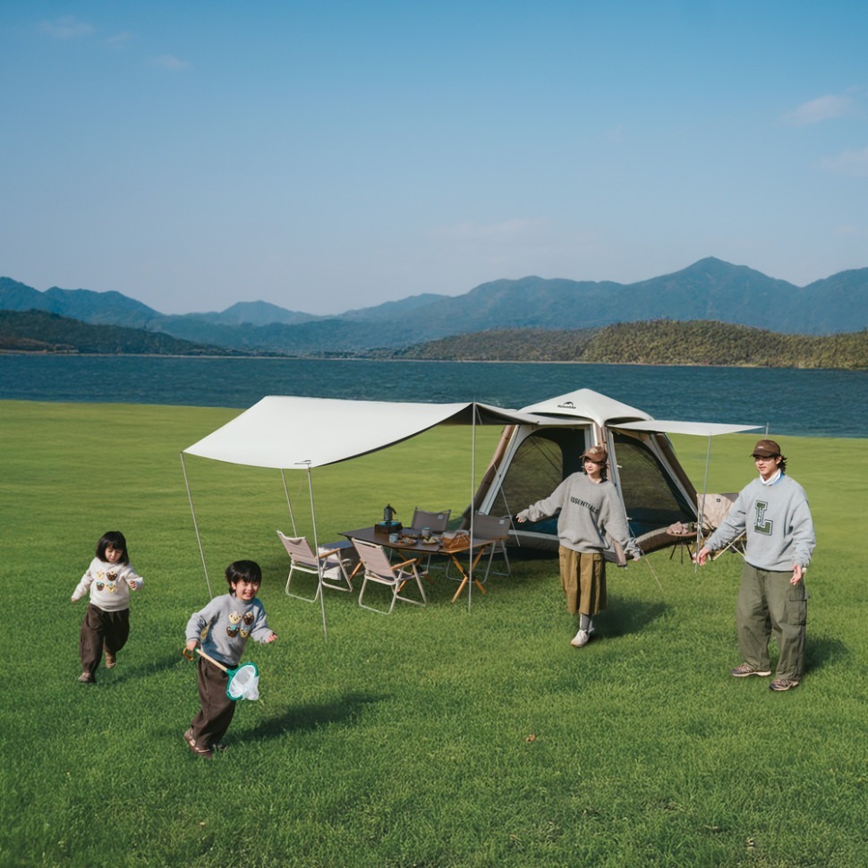 Палатка четырехместная автоматическая надувная с тентом Naturehike Ango CNK2550WS017, коричневая (6977465869852) фото