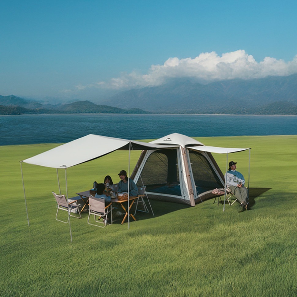 Палатка четырехместная автоматическая надувная с тентом Naturehike Ango CNK2550WS017, коричневая (6977465869852) фото