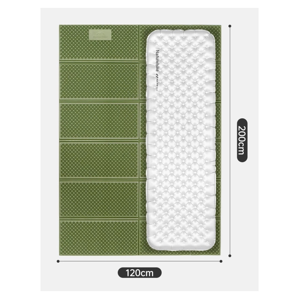 Килимок туристичний складаний двомісний IXPE Naturehike CNK2450WS044 з алюмінієвою плівкою, оливковий фото2