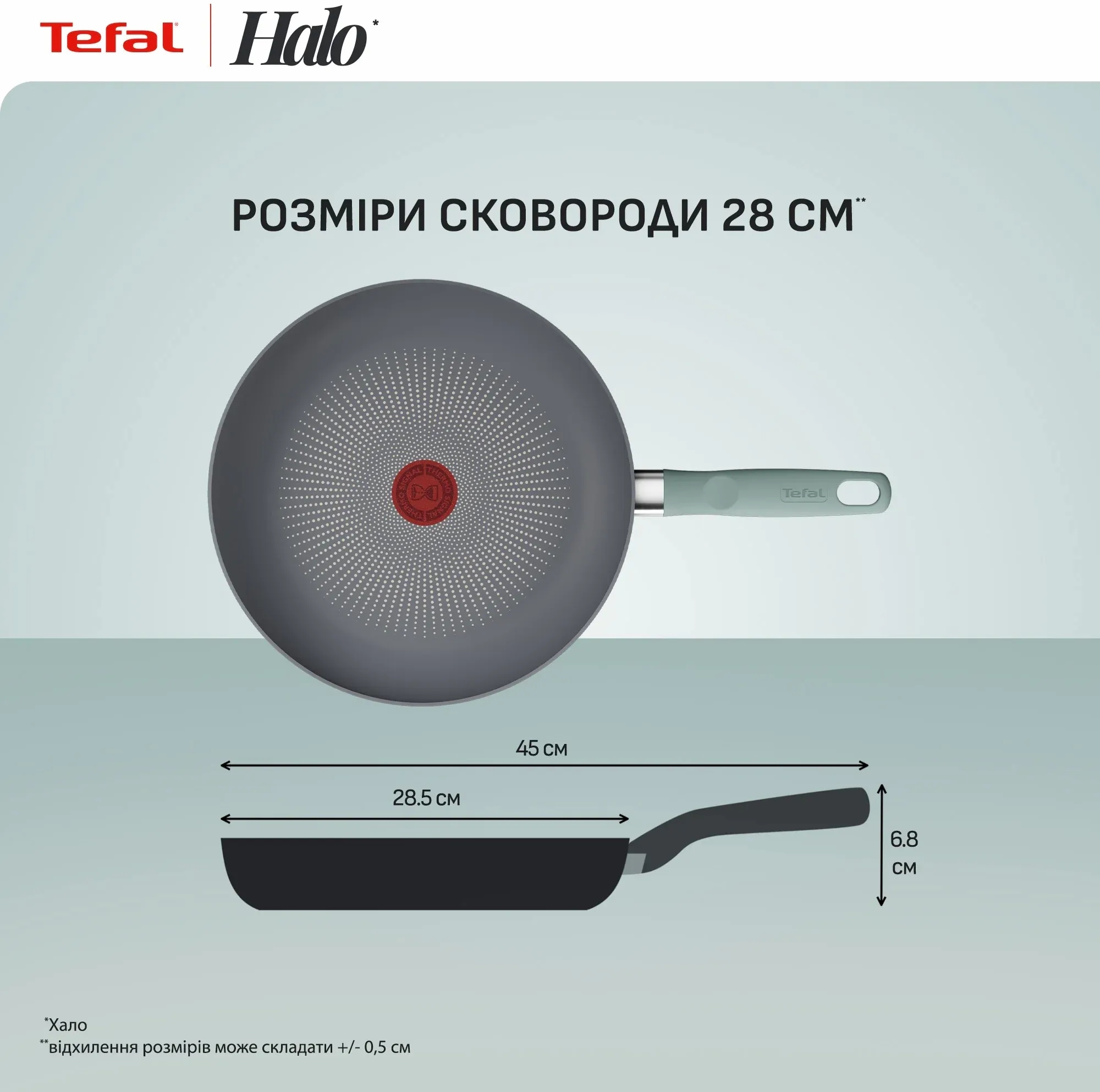 Сковорода Tefal Halo EUCALYPTUS, 28см, алюміній, бакеліт (G0160602)фото