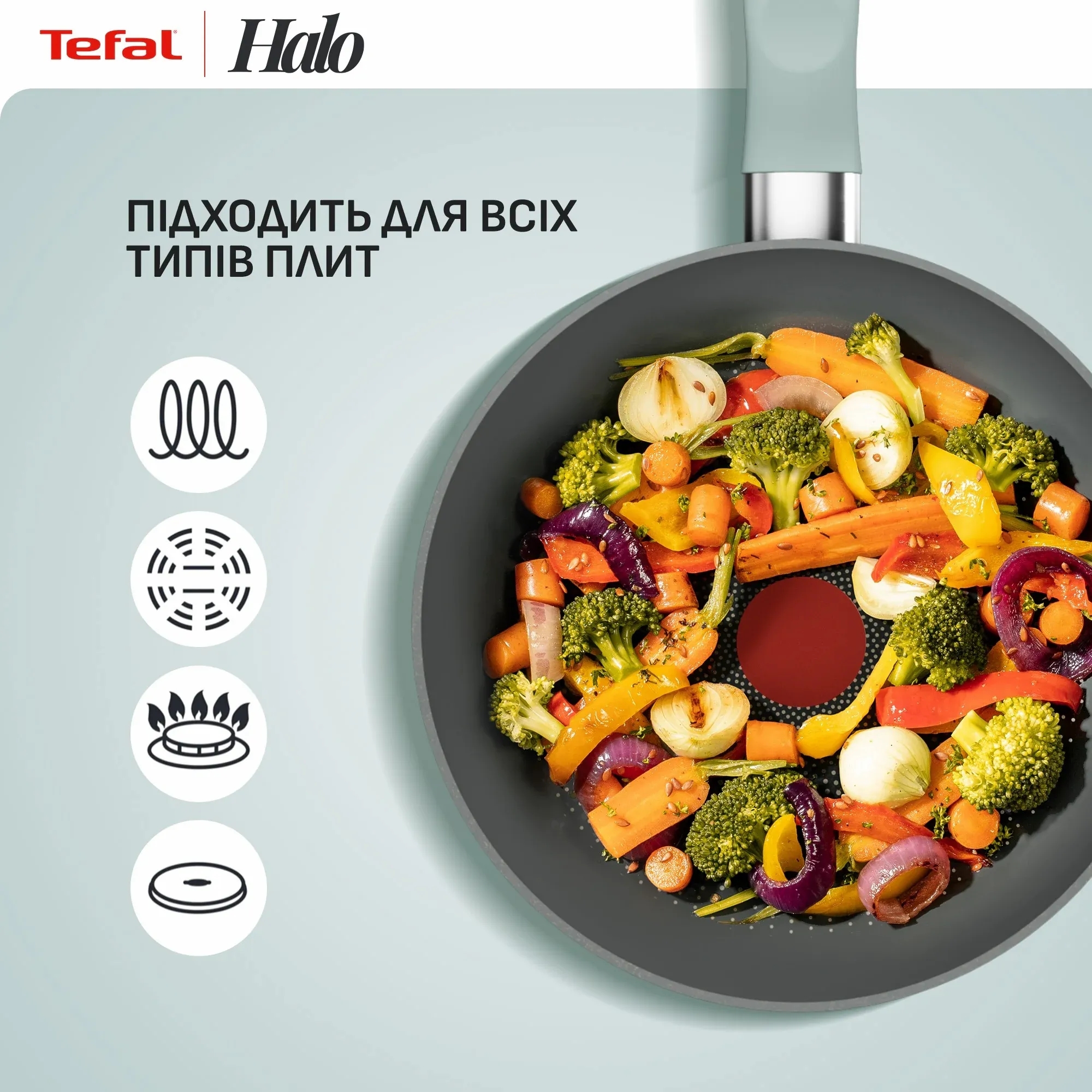 Сковорода Tefal Halo EUCALYPTUS, 28см, алюміній, бакеліт (G0160602)фото