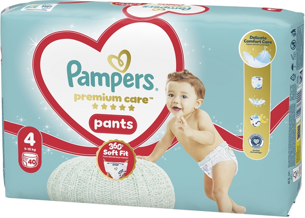 Підгузники-трусики Pampers Premium Care Pants Maxi (9-15 кг) Економ 40 штфото