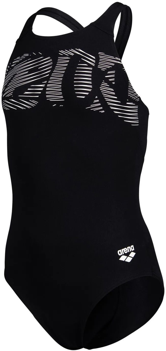 Купальник Arena Graphic Swimsuit V Back 006680-501 140 черный/белый фото 