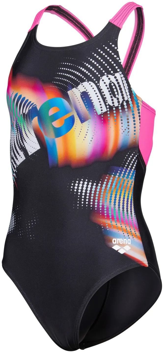 Купальник Arena Lit Logo Swimsuit V Back L 010690-590 128 розовый/черный фото 