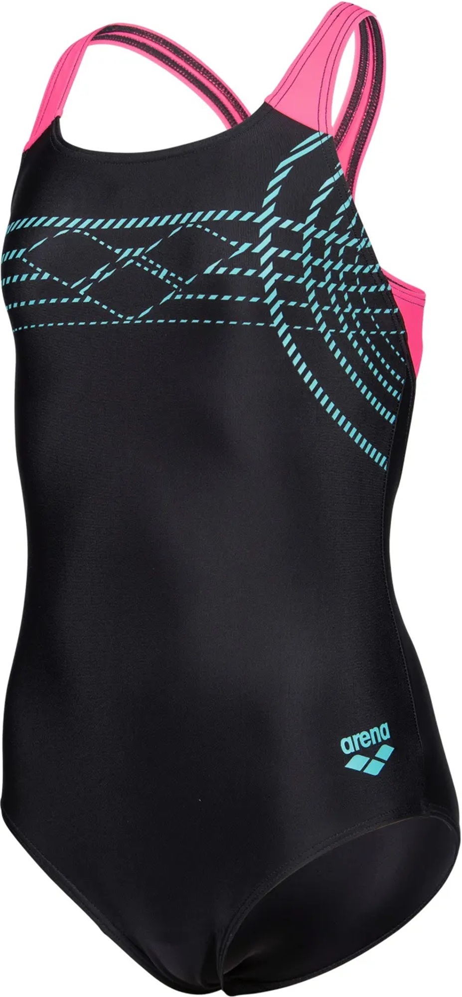 Купальник Arena Sunrise Swimsuit Swim Pro Back 010762-590 116 черный/бирюзовый/розовый фото 