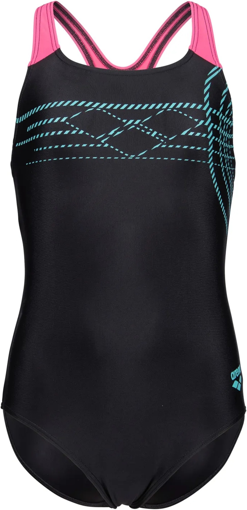 Купальник Arena Sunrise Swimsuit Swim Pro Back 010762-590 164 черный/бирюзовый/розовый фото 
