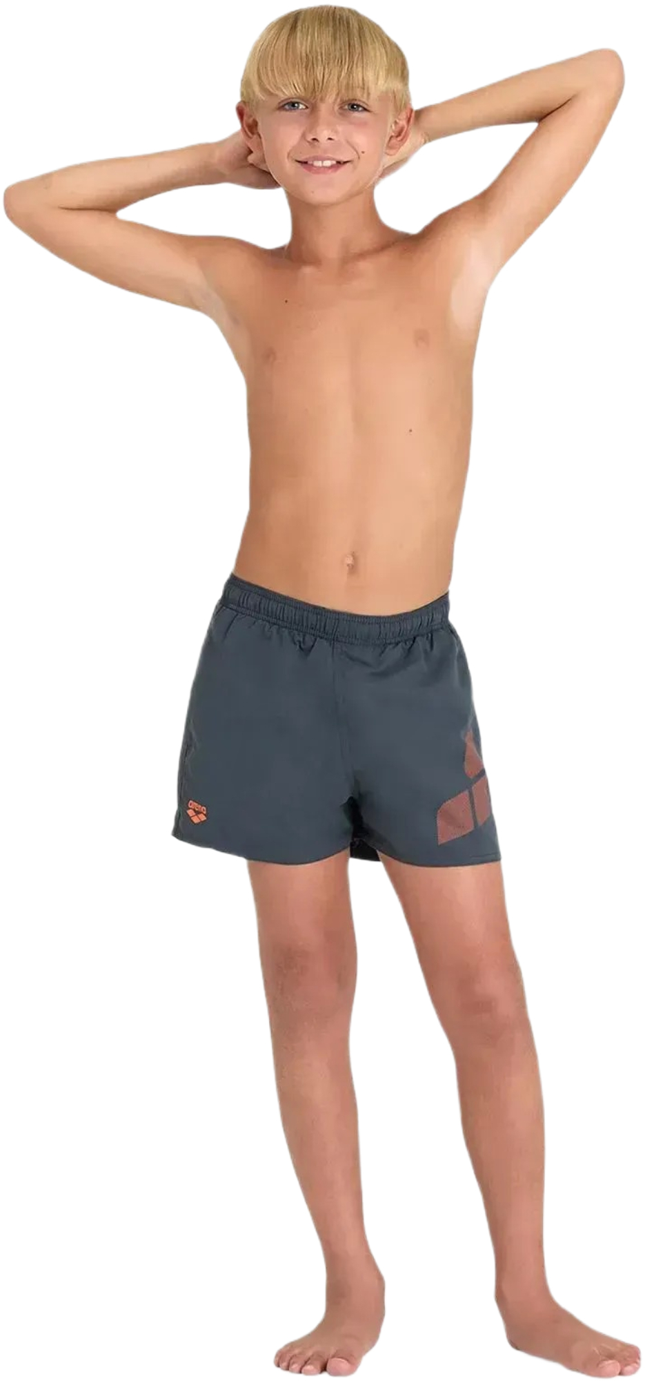 Шорты для мальчиков Arena Beach Short Logo R 006446-590 128 серые/оранжевые фото 