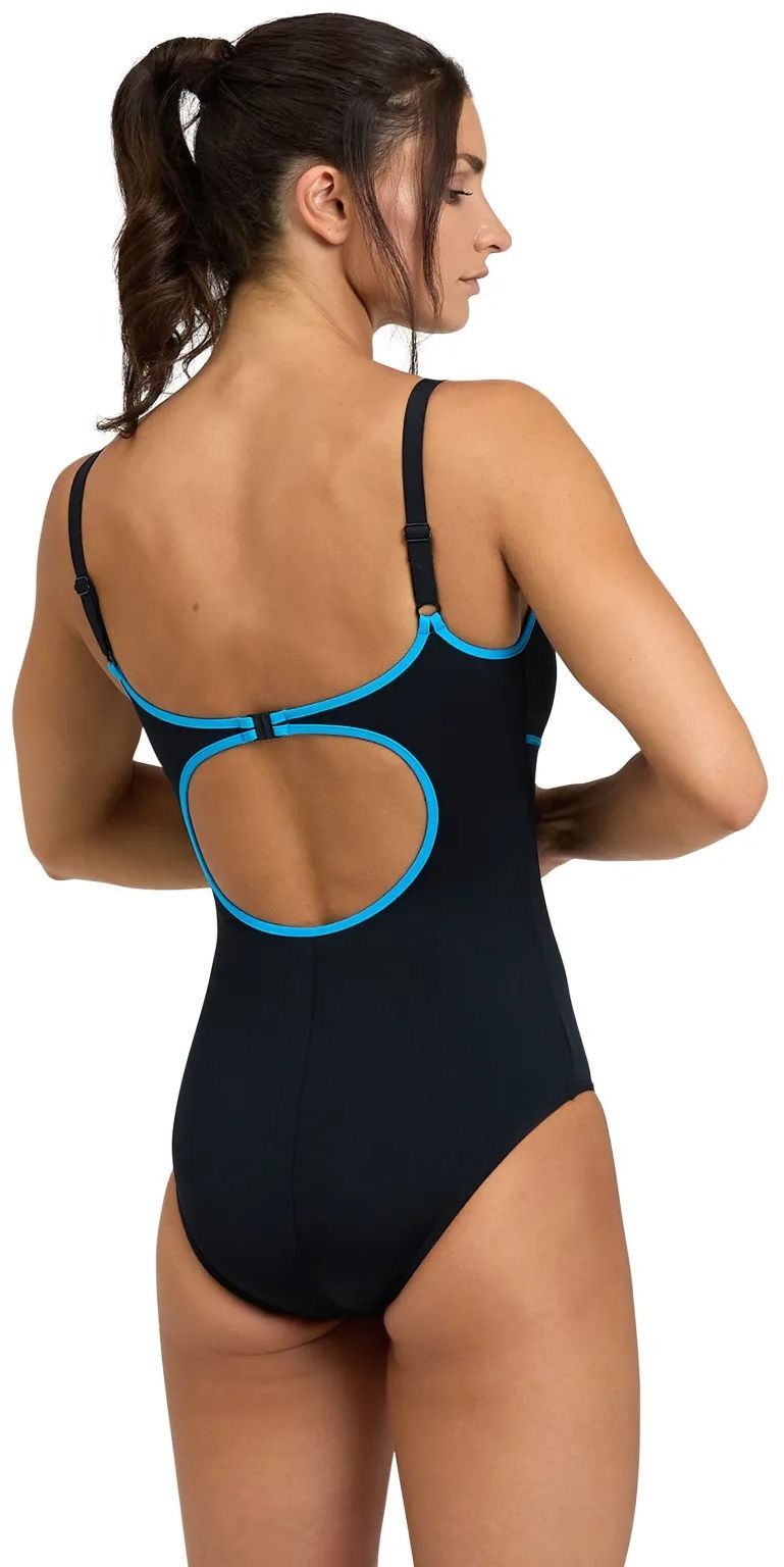Купальник Arena Tania Clip Back Swimsuit One P 005974-580 38 черный/голубой фото2