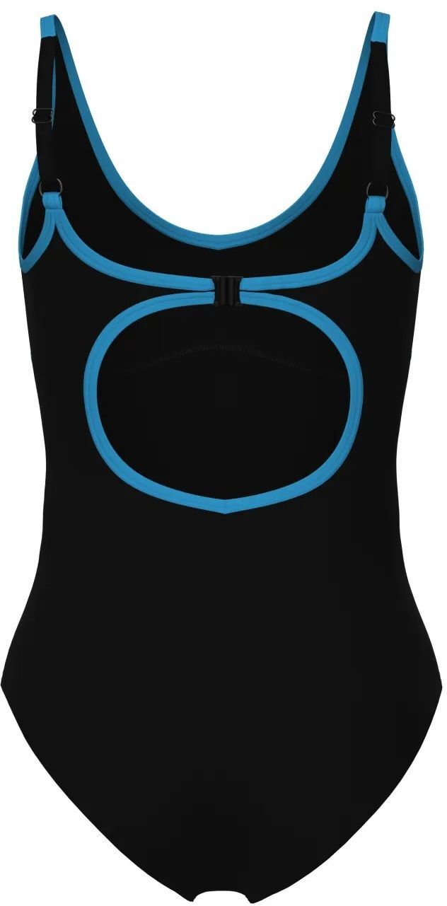 Купальник Arena Tania Clip Back Swimsuit One P 005974-580 48 черный/голубой фото4