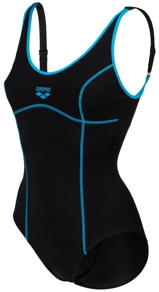 Купальник Arena Tania Clip Back Swimsuit One P 005974-580 48 черный/голубой фото5