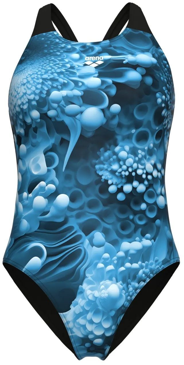 Купальник Arena Blue Flowers Swimsuit V Back 009027-850 38 синій/чорний фото3