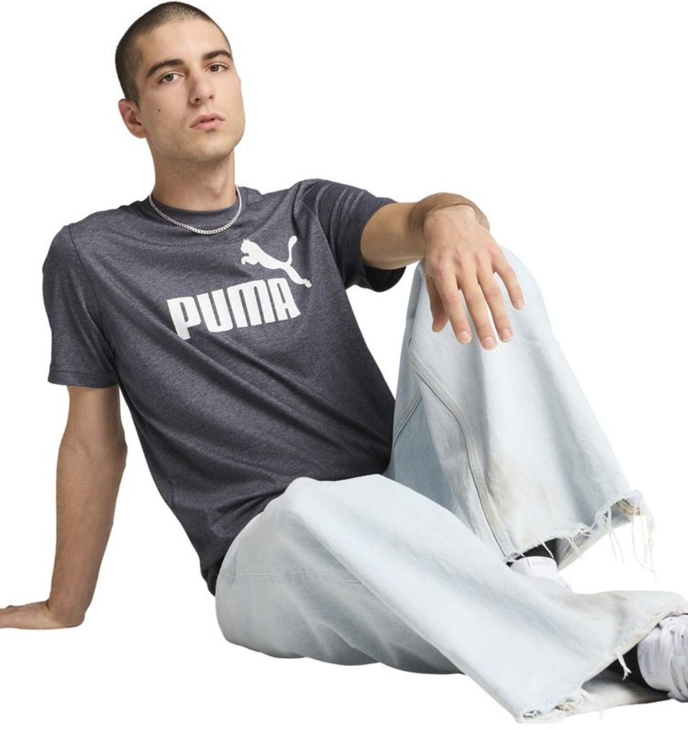 Футболка мужская Puma Ess No. 1 Logo Heather Tee 682550-16 L темно-синяя фото 