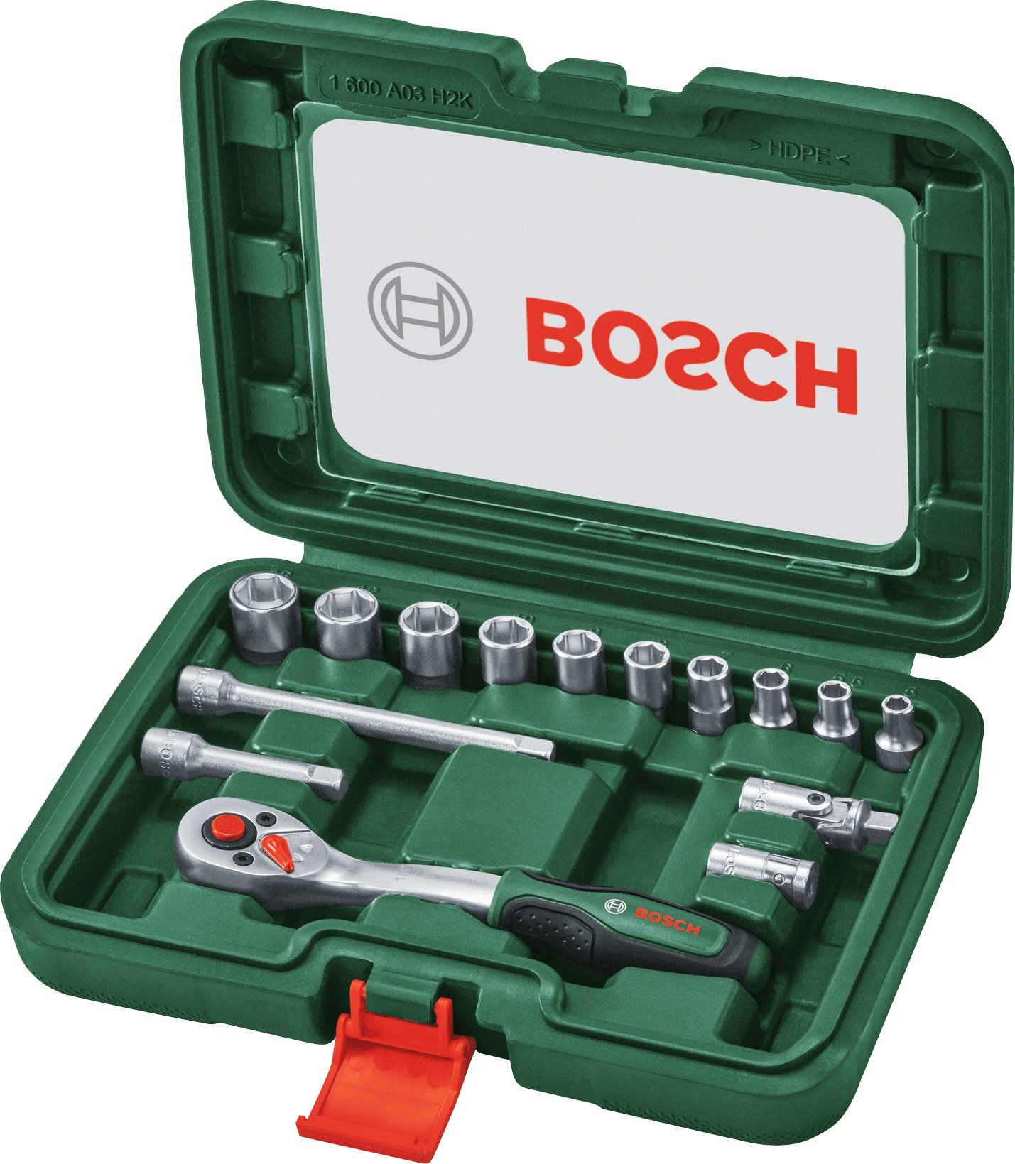 Набор торцевых головок Bosch 1/4" с трещоткой 15шт (1.600.A03.EG1) фото 
