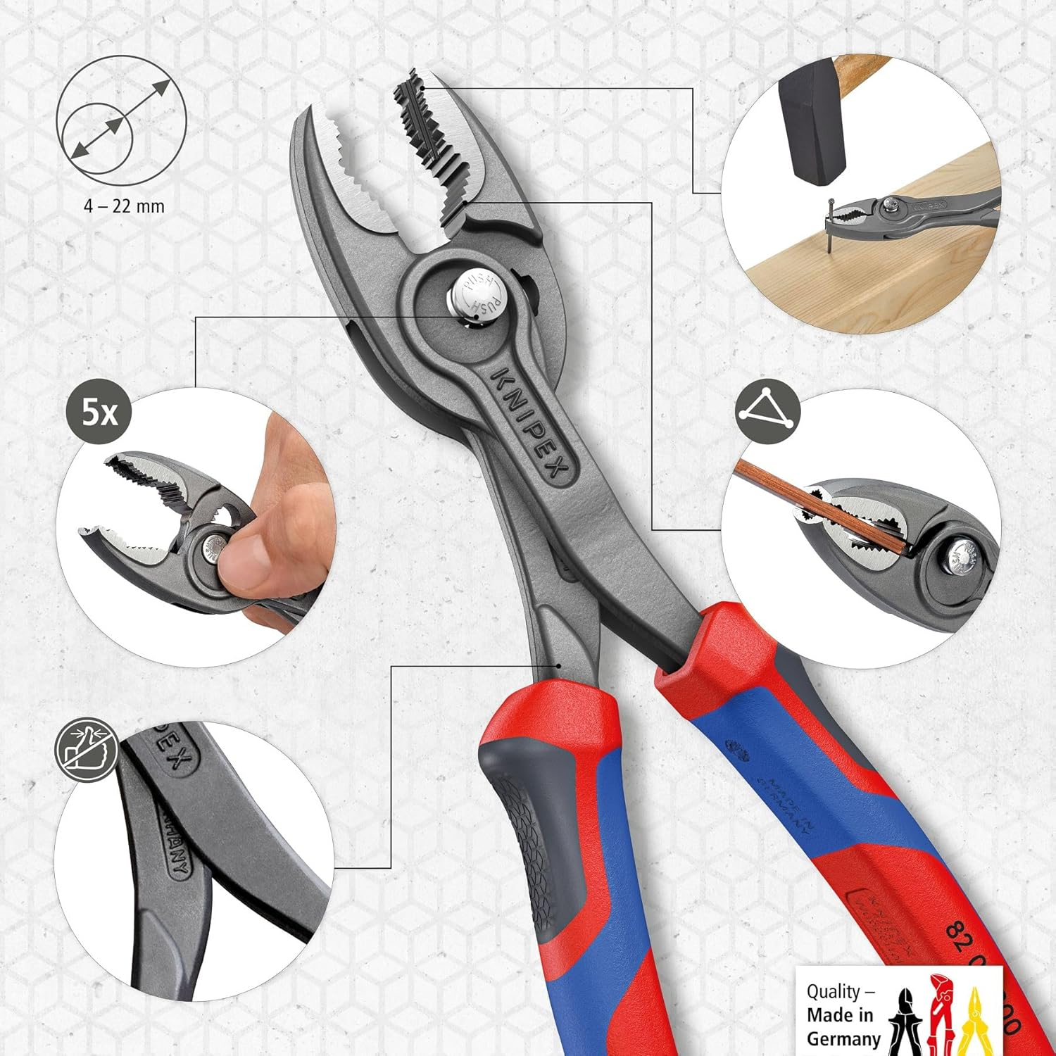 Клещи KNIPEX TwinGrip, 0-22мм, 200мм фото 