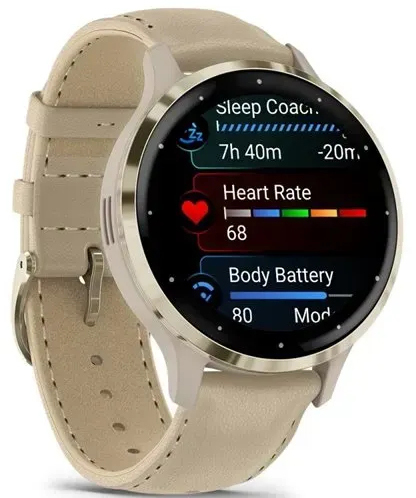 Смарт-годинник Garmin Venu 3S French Gray + Soft Gold Leather (010-02785-55)фото
