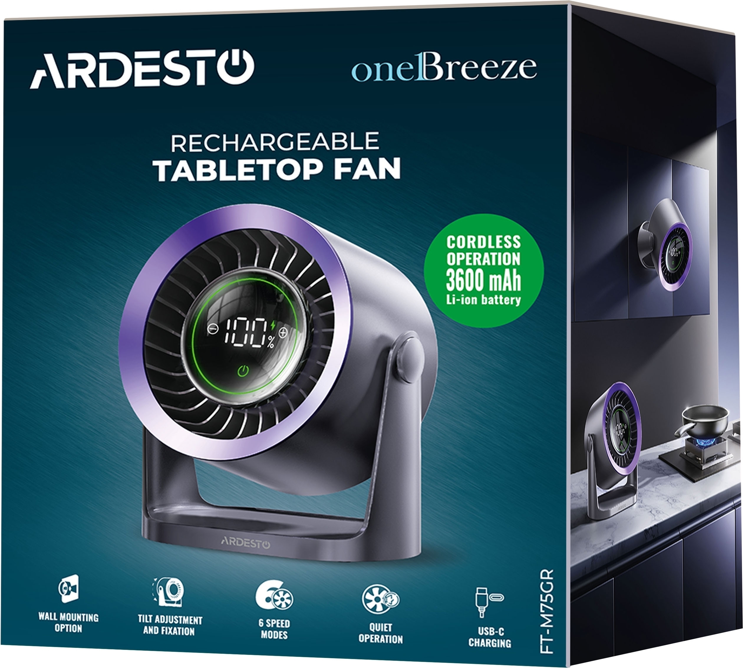 Вентилятор ARDESTO OneBreeze FT-M75GR фото