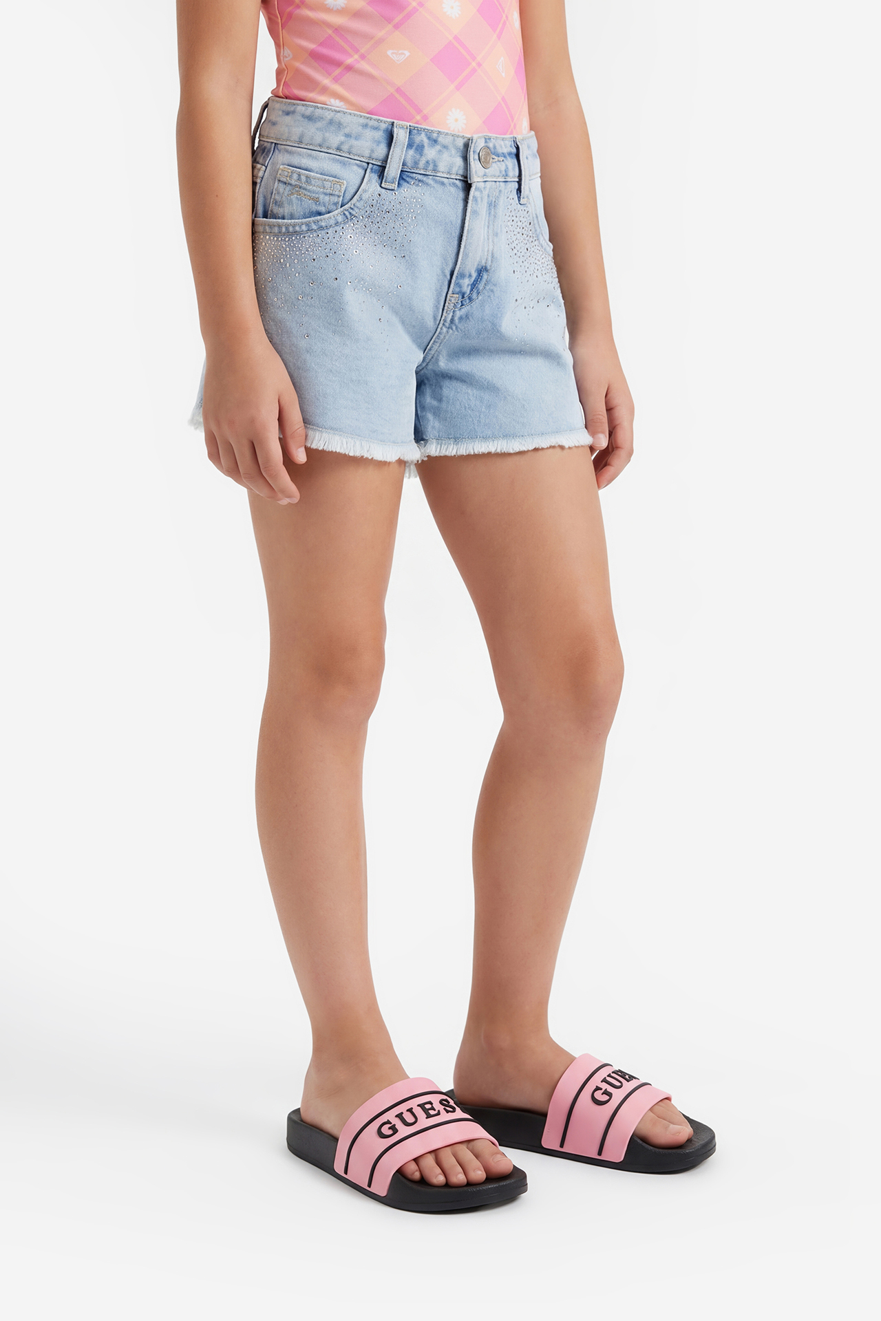 Шлепанцы для девочек Guess K250041(DZ) 33 розовые фото2