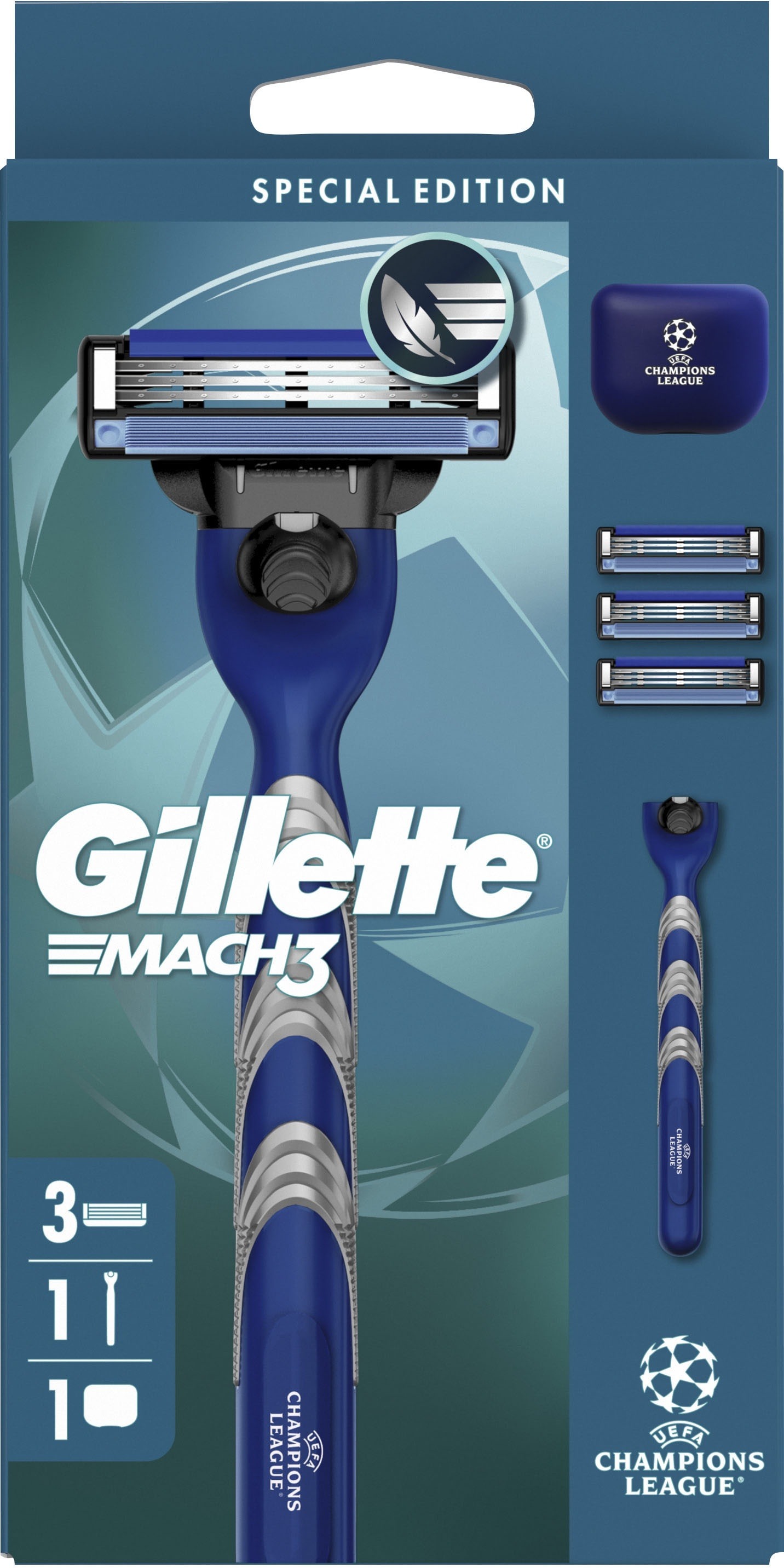 Бритва для бритья Gillette Mach3 с 3 сменными картриджами + защитный чехол для лезвий фото 2
