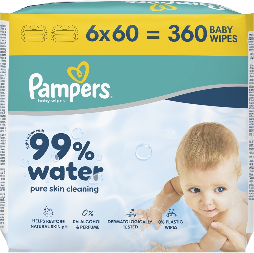Салфетки влажные детские Pampers 99% Water 6 x 60 шт фото 2