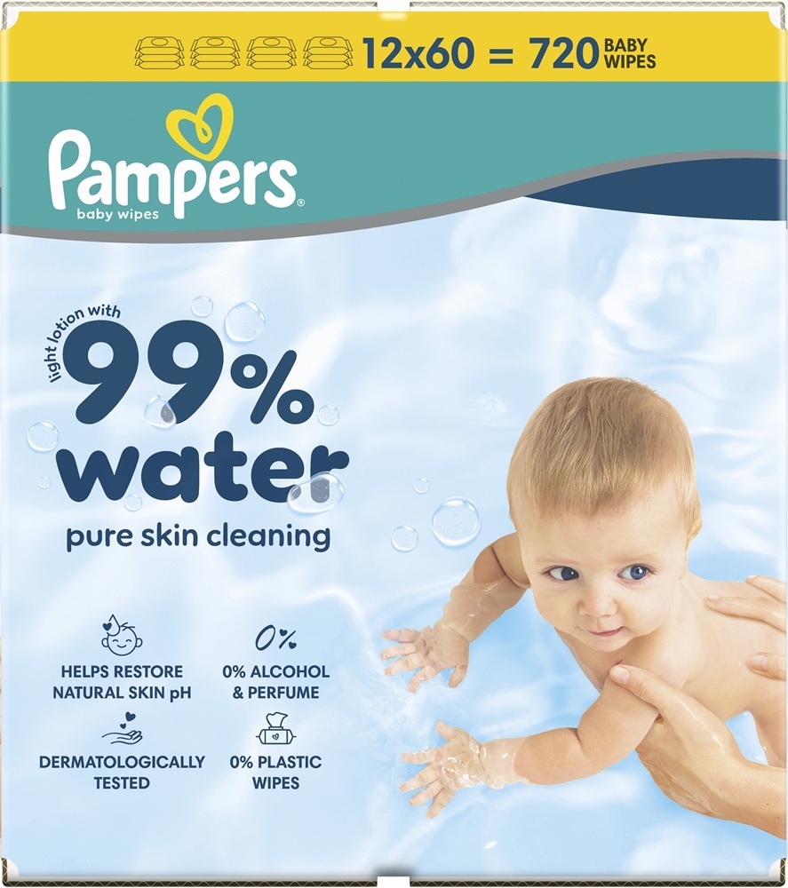 Салфетки влажные детские Pampers 99% Water 12 x 60 шт фото 2