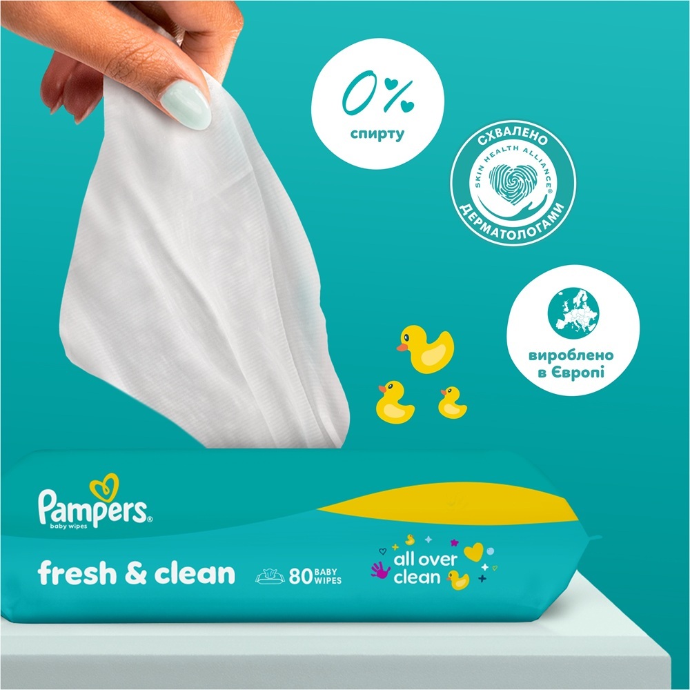 Салфетки влажные детские Pampers Fresh Clean Свежесть и чистота 3 x 80 шт фото 3