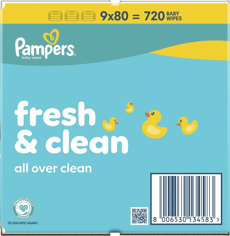 Серветки вологі дитячі Pampers Fresh Clean 9 х 80 штфото2