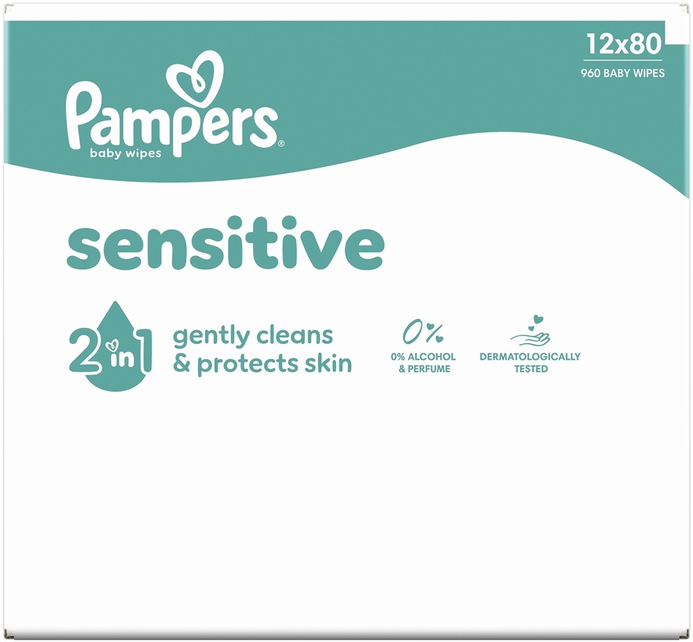 Салфетки влажные детские Pampers Sensitive 12 x 80 шт фото 2