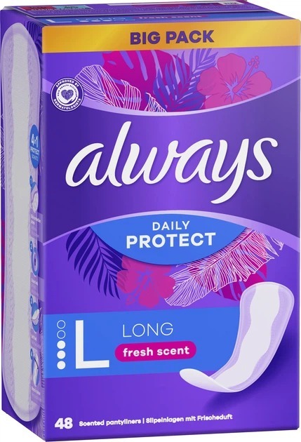 Ежедневные прокладки Always Daily Extra Protect Long Удлиненные Свежий аромат 48 шт фото 